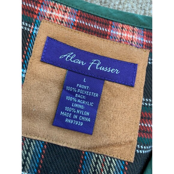Alan Flusser Faux Suede Vest Mens L Plaid Button Vegan Gorpcore Quilted Preppy - Picture 6 of 6
